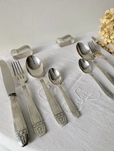 Coffret de mariage Monsieur et Madame en métal argenté vintage