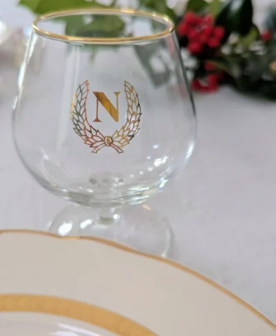 verre à cognac vintage monogramme N doré