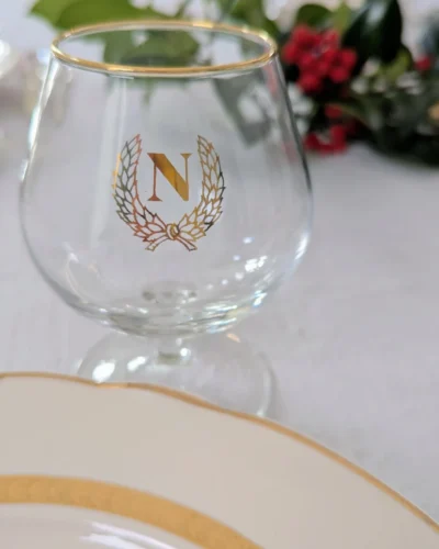 verre à cognac vintage monogramme N doré