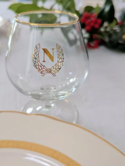 verre à cognac vintage monogramme N doré