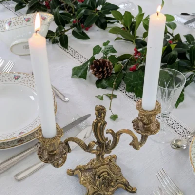 bougeoir vintage en laiton doré