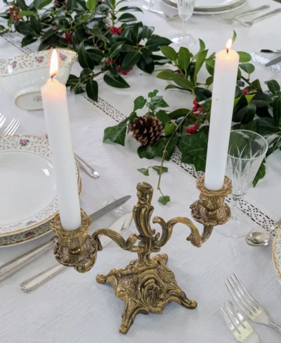 bougeoir vintage en laiton doré