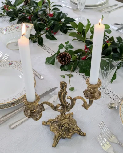 bougeoir vintage en laiton doré