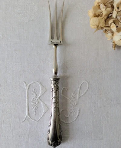 grande fourchette à servir ancienne Christofle métal argenté 30 cm