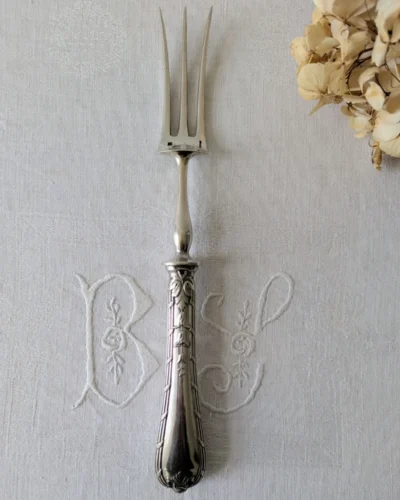 grande fourchette à servir ancienne Christofle métal argenté 30 cm