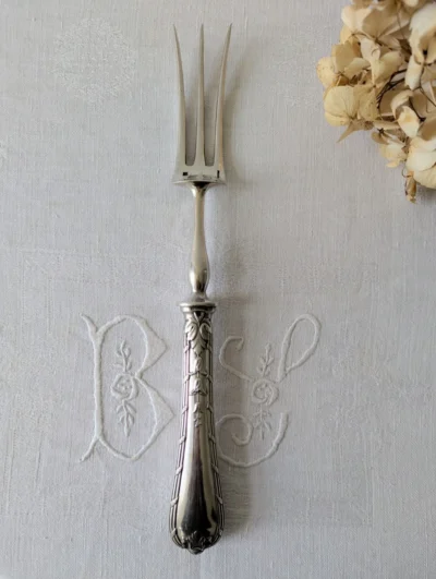 grande fourchette à servir ancienne Christofle métal argenté 30 cm