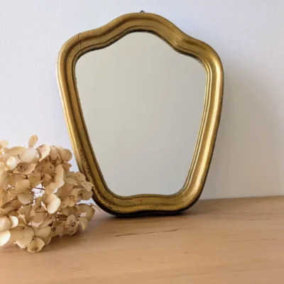 miroir doré vintage à cadre galbé en bois doré, décoration murale poétique, Villa Brieg