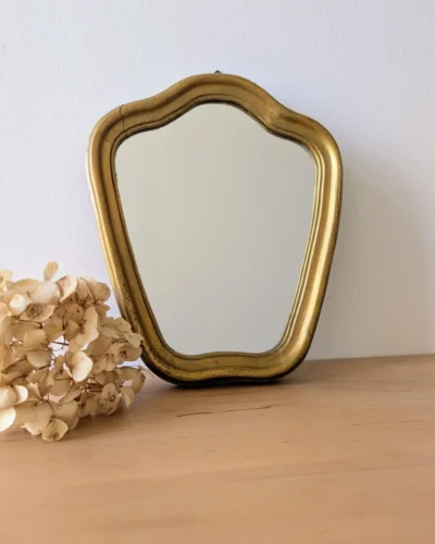 miroir doré vintage à cadre galbé en bois doré, décoration murale poétique, Villa Brieg