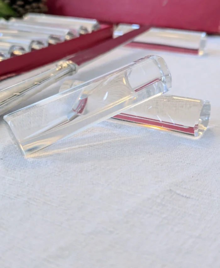 lot de 12 porte-couteaux en cristal Val St Lambert vintage