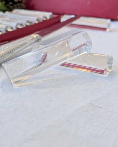 lot de 12 porte-couteaux en cristal Val St Lambert vintage