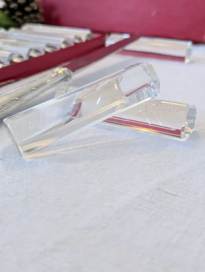 lot de 12 porte-couteaux en cristal Val St Lambert vintage