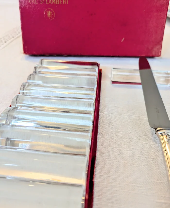 lot de 12 porte-couteaux en cristal Val St Lambert vintage