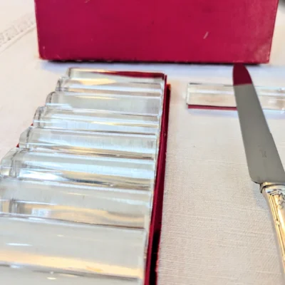 lot de 12 porte-couteaux en cristal Val St Lambert vintage