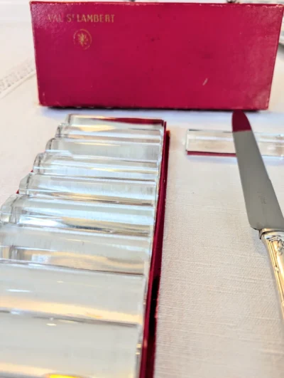 lot de 12 porte-couteaux en cristal Val St Lambert vintage