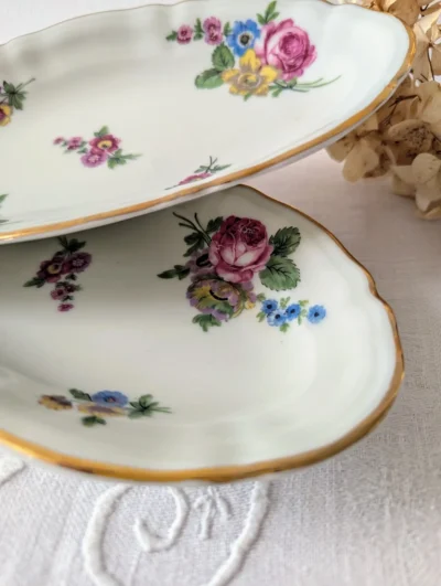 Raviers Bernardaud Limoges décor fleuri