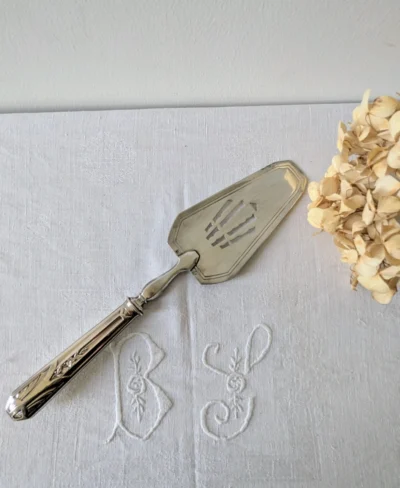 pelle a tarte art deco vintage metal argente service patisserie