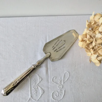 pelle a tarte art deco vintage metal argente service patisserie
