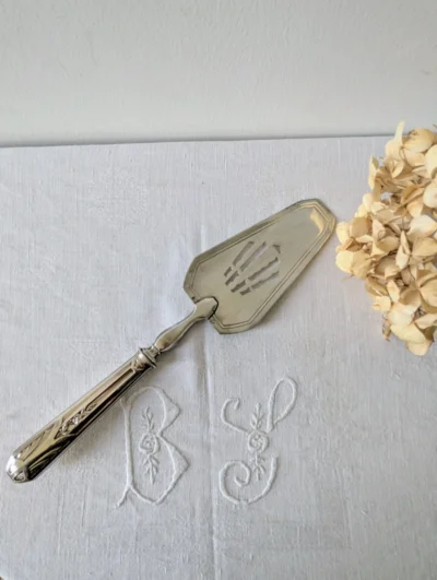 pelle a tarte art deco vintage metal argente service patisserie