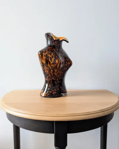Vase décoratif vintage en verre style Murano motif léopard