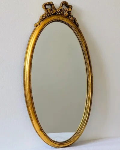Miroir ancien ovale doré style Louis XVI
