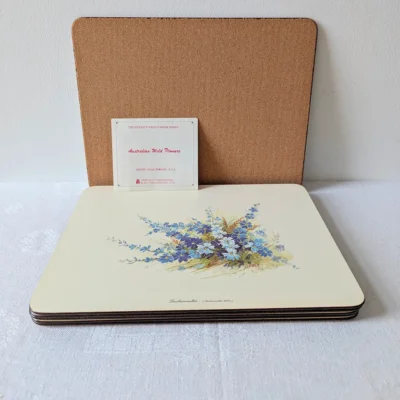 Lot de 6 sets de table vintage liège illustrations botaniques Joan Jordan