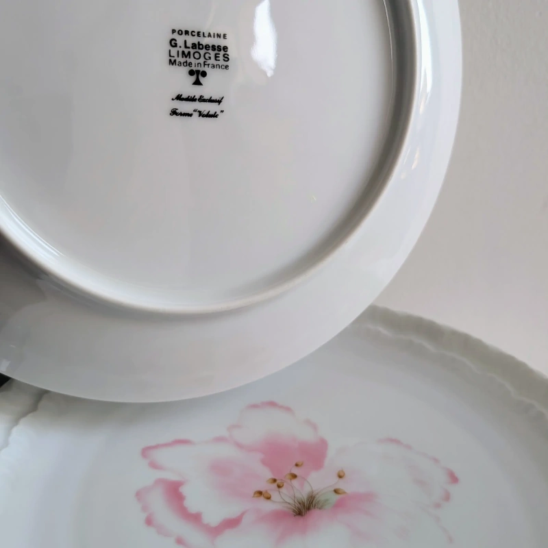 Estampille de collection sous le verso d'une assiette ancienne en porcelaine