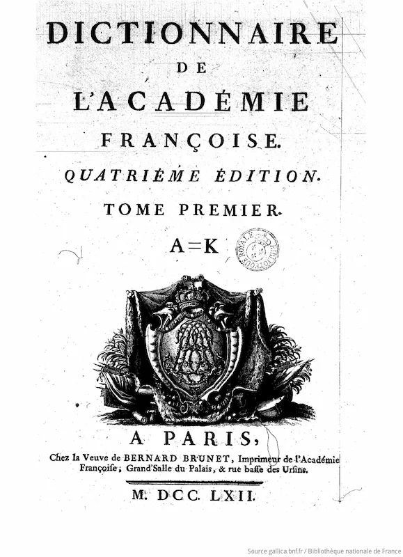 Dictionnaire de 1762 révélant l'origine du mot brocante