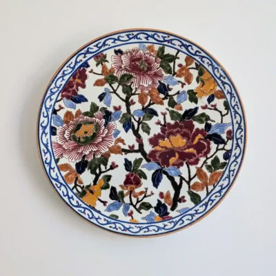 Assiette murale Gien faïence décor floral 31cm