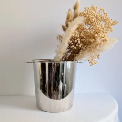 Seau à champagne Ercuis orfèvrerie détourné en vase décoratif