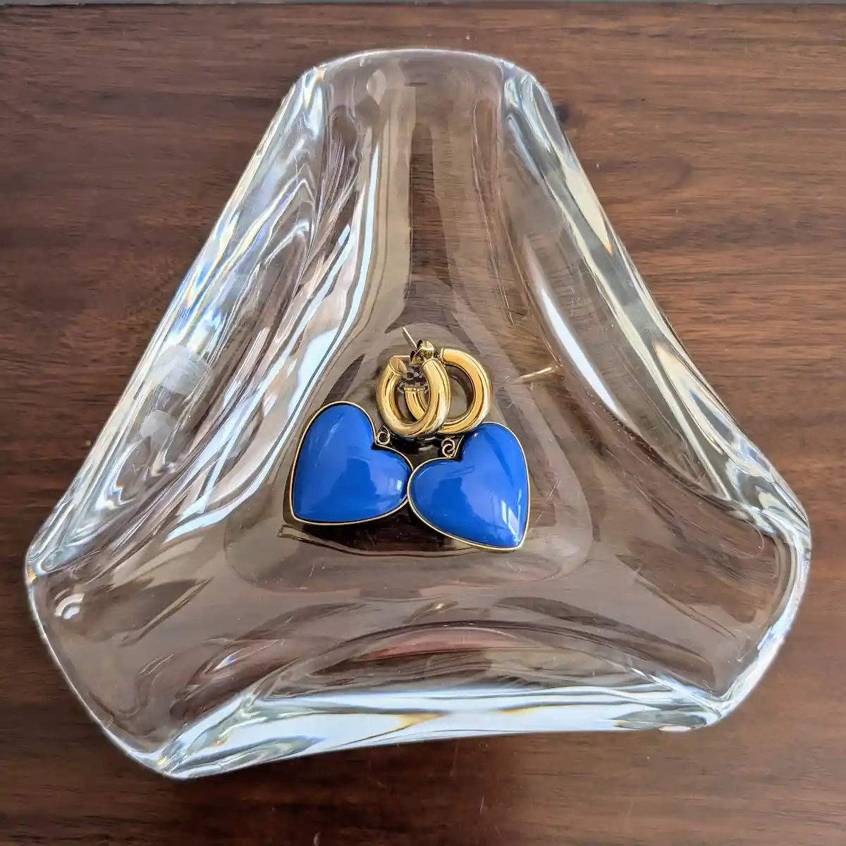 Vide-poche Baccarat cristal massif avec bijoux bleu
