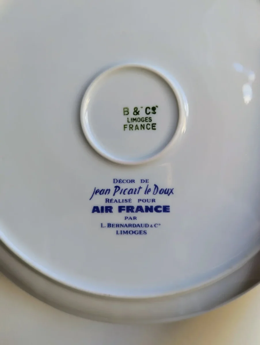 Marque B & Cie Limoges sous une porcelaine décorée pour Air France